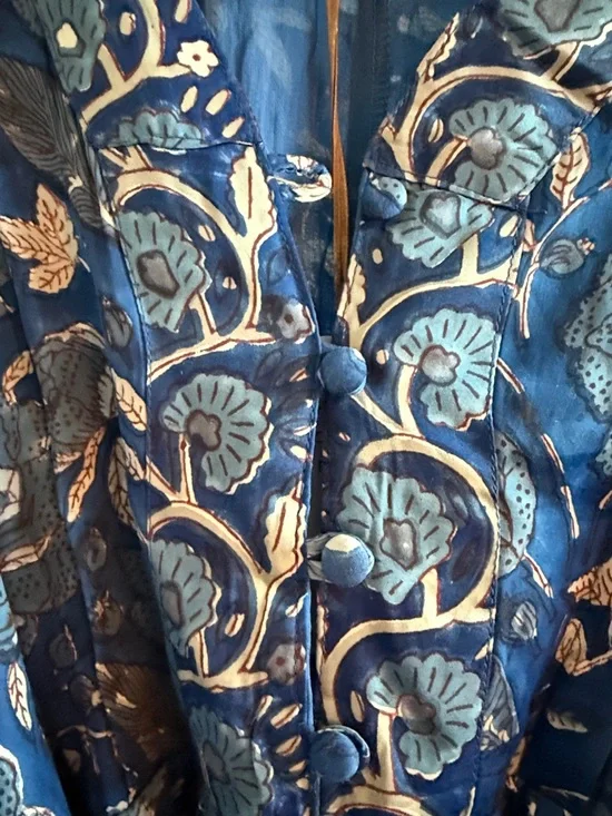 Clara The Label Blue Floral Long-Sleeve Mini Dress L New - Picture 4 of 7